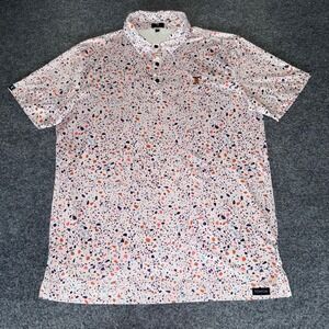 Trenton Polo Shirt Men Large Terrazzo Print Short Sleeve Golf Casual Performance